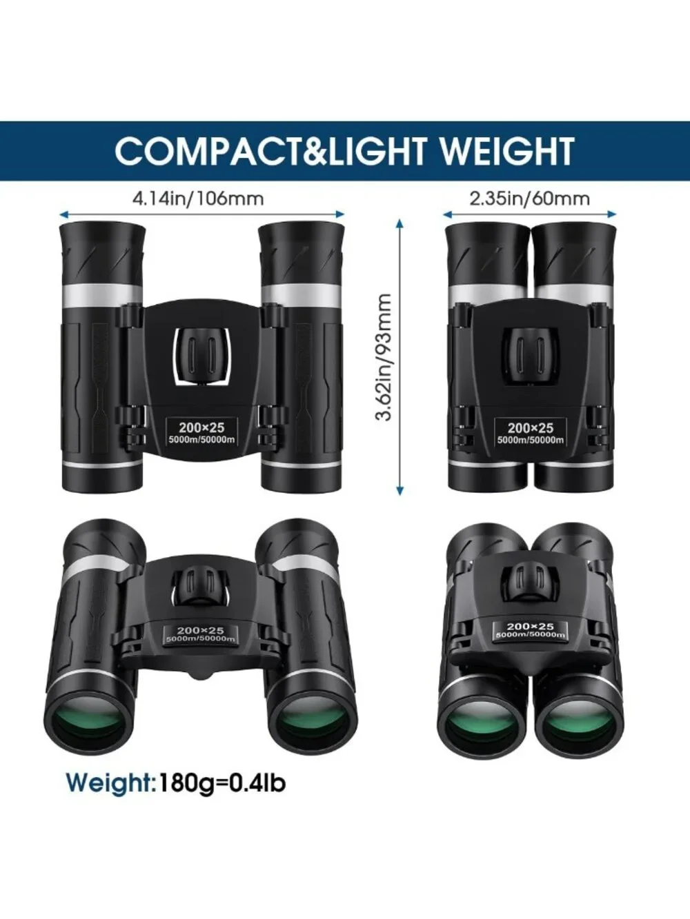 High-Powered Compact Binoculars for Adults & Kids - Waterproof Mini Pocket